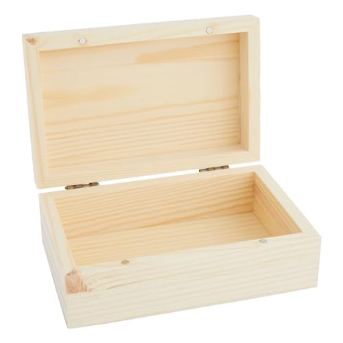 6 Pack Unfinished Wooden Boxes with Hinged Lids, Pinewood Magnetic