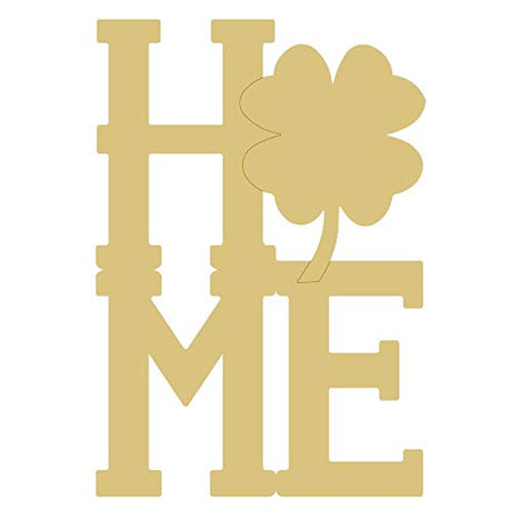 Home Shamrock Cutout Unfinished Wood St.Patrick's Day Door Hanger MDF Shaped Canvas Style 1 (12") Diverse Woodworking