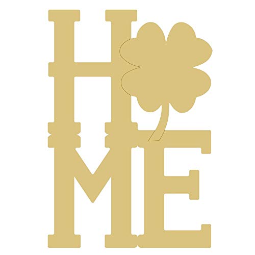 Home Shamrock Cutout Unfinished Wood St.Patrick's Day Door Hanger MDF Shaped Canvas Style 1 (12") - WoodArtSupply