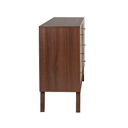 Prepac Milo Mid-Century 6 Drawer Dresser For Bedroom, 16" D x 52.50" W x 33" H, Cherry - WoodArtSupply