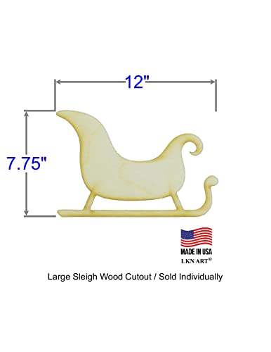 Unfinished Sleigh Wood Cutout Available in a Variety of Sizes and Thicknesses (1/8" Thickness, Large 12" x 7.75" (Sold Individually)) - WoodArtSupply