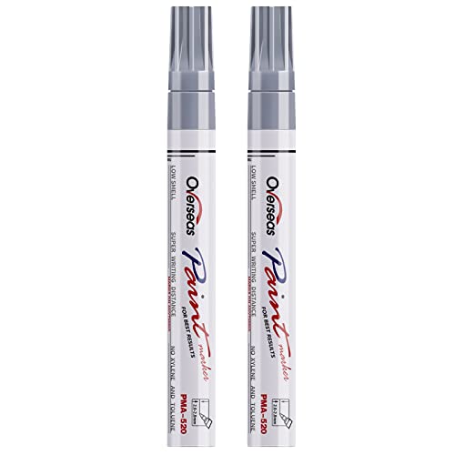 Permanent Paint Pens Silver Markers - 2 Pack Metallic Oil Based Paint Markers, Medium Tip, Quick Drying and Waterproof Marker Pen for Metal, Rock Overseas