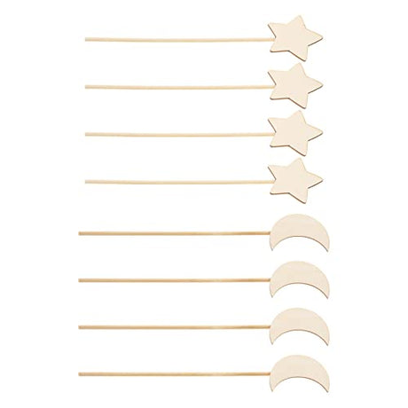 STOBOK Girl Toys 8pcs Wooden Fairy Wands Unfinished Fairy Wands Toy Star Moon Fairy Wand Stick DIY Craft Princess Wand Toy Blank Painting Magical STOBOK