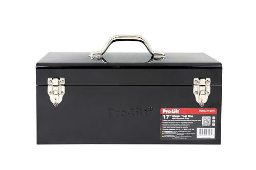 Pro-Lift Steel Tool Box – 17-inch Metal Toolbox Portable with Handle – Heavy Duty Metal Latch Closure and Removable Storage Tray Carry Tools Box Pro-LifT