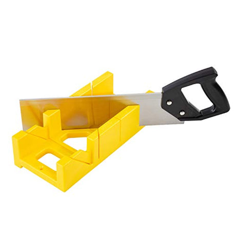 GreatNeck BSB14 12 Inch Mitre Box With 14 Inch Back Saw, Reinforced Steel Back Saw for Accurate Cutting, Receptacle Box Saw With Degree Cutting Guide Great Neck