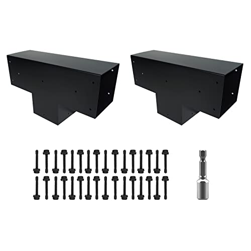 ITeVe.GD Pergola DIY Kit,2 Pcs 3-Way T-Angle Corner Brackets Elevated Wood Stand with Screws for 6"x6"(Inner Size:5.5"x5.5") Wood - WoodArtSupply