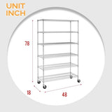 BestMassage Wire Shelving Unit Heavy Duty Garage Storage Shelves Large Metal Shelf Organizer 6-Tier Height Adjustable Commercial Grade Utility Steel BestMassage
