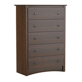Prepac Fremont Superior 5-Drawer Chest for Bedroom - Spacious and Stylish Chest of Drawers, Measuring 16"D x 31.5"W x 45.25"H, In Espresso Finish Prepac