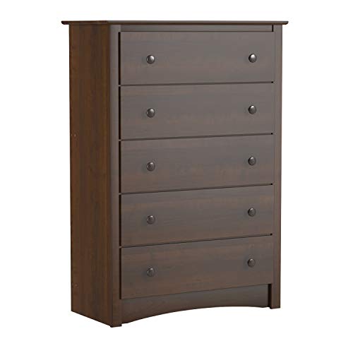 Prepac Fremont Superior 5-Drawer Chest for Bedroom - Spacious and Stylish Chest of Drawers, Measuring 16"D x 31.5"W x 45.25"H, In Espresso Finish - WoodArtSupply