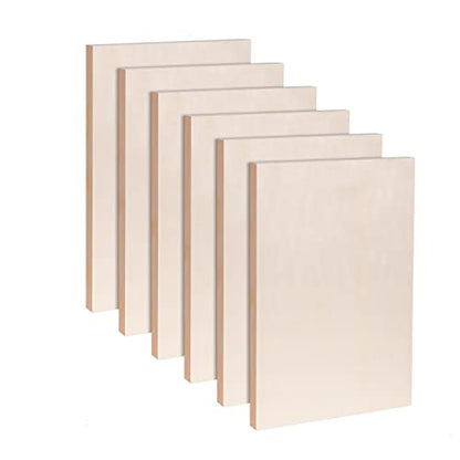 YoleShy 6 Pcs 12'' x 8'' Wood Canvas Panels, Unfinished Wood Canvas Cradled Wooden Boards for Arts & Craft, Wooden Canvas Panelsouring Use with Oils,