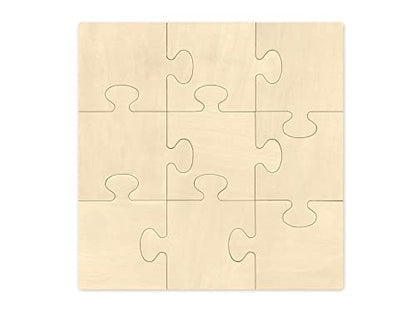 Craft Supply Customizable Make Your Own Wood Puzzle Cutout Set - 9 Pieces - Makes a 11.4 x 11.4 Inch Puzzle - WoodArtSupply