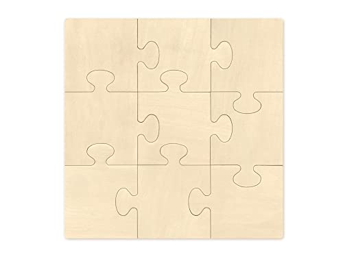 Craft Supply Customizable Make Your Own Wood Puzzle Cutout Set - 9 Pieces - Makes a 11.4 x 11.4 Inch Puzzle - WoodArtSupply