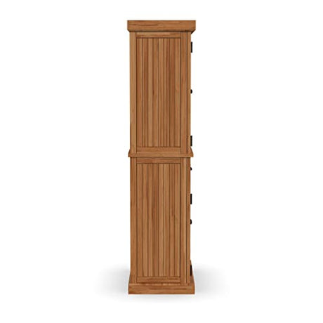 Homestyles Nantucket Storage Cabinet Kitchen Pantry with Drawers and Adjustable Shelves, 71.5 Inch Height, Natural Brown Maple Finish homestyles