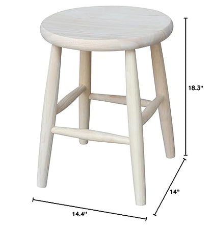 International Concepts 18-Inch Scooped Seat Stool, Unfinished