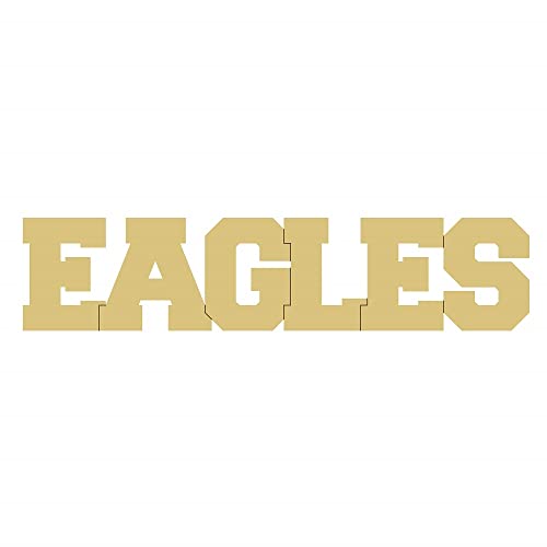 Word Eagles Cutout Unfinished Wood Sports Mascot Team Name Door Hanger Home Décor MDF Shape Canvas Style 2 (6") - WoodArtSupply