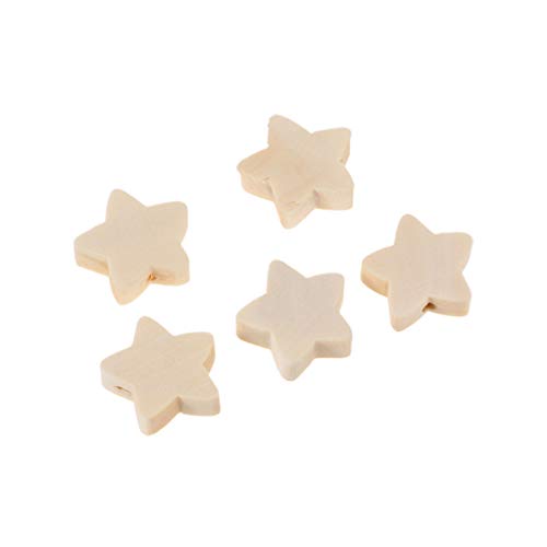 SEWACC 100 Pcs Wooden Beads 20 MM Star Shape Unfinished Wood Beads Spacer Beads with Hole for Crafts DIY Jewelry Making SEWACC