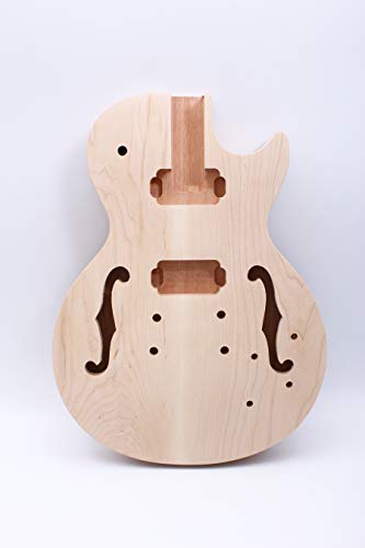 Unfinished Guitar Body Mahogany Maple Wood For Semi-Hollow Electric Guitar Body Replacement Set in Heel - WoodArtSupply