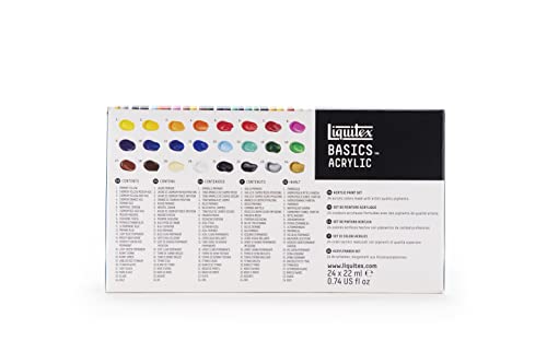 Liquitex BASICS Acrylic Paint Set, 24 x 22ml (0.74-oz) Tube Paint Set Liquitex