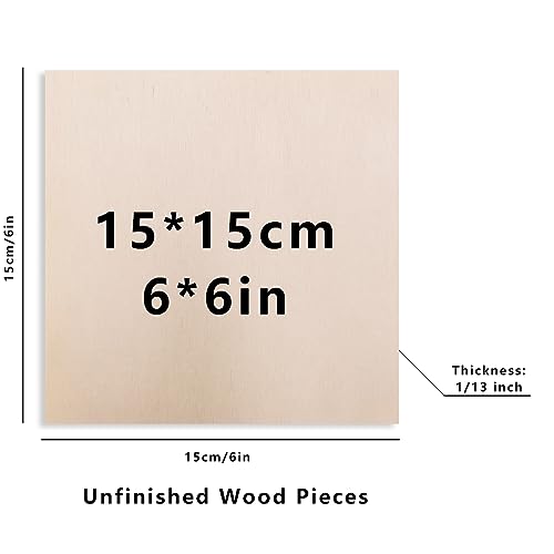 6 Packs Basswood Sheets for Crafts-6 x 6 x 1/13 Inch- 2mm Thick Plywood Sheets with Smooth Surfaces-Unfinished Wood Boards for Laser Cutting, DIY