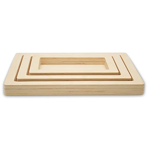 Small Rectangle Cradled Canvases, 5 Sets of 3 Blank Wood Signs, Unfinished Wood Trays for Crafts, and Resin Art, by Woodpeckers Woodpeckers
