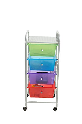 Mind Reader Rolling Cart with Drawers, Utility Cart, Craft Storage, Kitchen, Metal, 12.75"L x 15.25"W x 30"H, Multi-color - WoodArtSupply