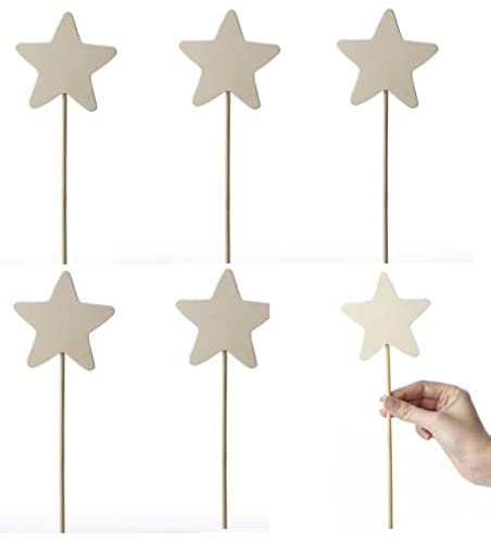 Factory Direct Craft Package of 6 Unfinished Wood Star Wands for Crafting, Creating and Embellishing Factory Direct Craft