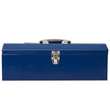 HPDMC Hip Roof Style Portable Steel Tool Box with Metal Latch Closure and Removable Storage Tray, 19" Blue 19.1" L x 6.1" W x 6.5" H HPDMC