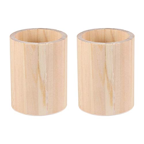 Wooden Pen and Pencil Holder 2 Pcs Wood Pencil Holder Brush Container Holder Desktop Wooden Container Multi Use Holder for Home Office DIY (Round Milisten