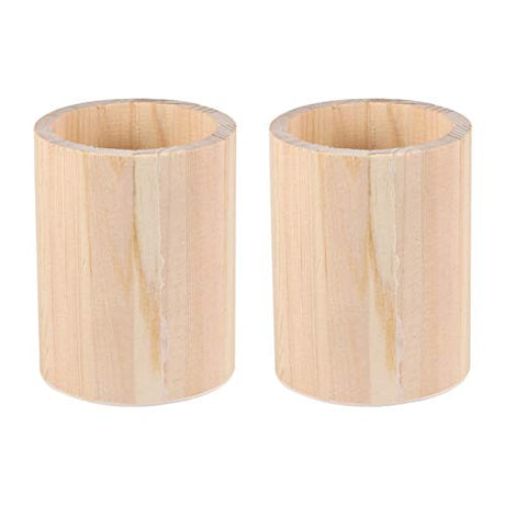 Wooden Pen and Pencil Holder 2 Pcs Wood Pencil Holder Brush Container Holder Desktop Wooden Container Multi Use Holder for Home Office DIY (Round Milisten