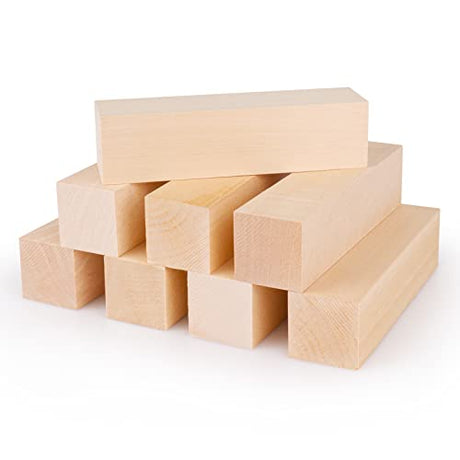 8 Pack Basswood Carving Blocks 6 X 1.5 X 1.5 Inch, Large Whittling Wood Carving Blocks Cubes Kit for Kids Adults Beginners or Expert, Fowecelt