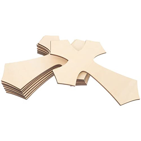 Yardwe 8pcs Unfinished Wood Cutout Cross Shaped Wood Pieces Blank Wood Discs Slices Cross Ornaments Gift Tags for DIY Arts Craft Project Religious Yardwe