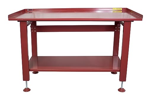 K Tool International 75111 60" x 34" Heavy Duty Work Table for Garages, Repair Shops and DIY, 1200 lb., 31" Height, Raised Edges, Bottom Shelf, K Tool International