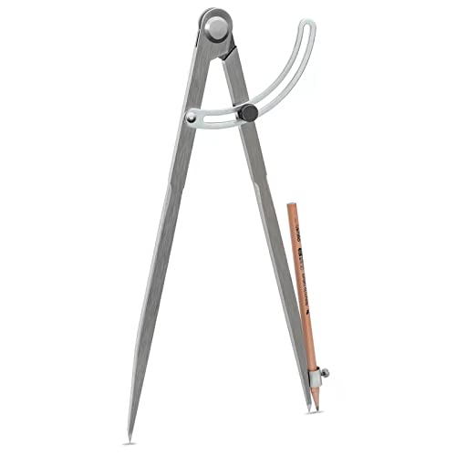 Pencil Compass 12 inch, Precision Woodworking Compass with Wing Divider and Pencil Holder, Metal Compass Ideal for Geometry Drafting and Technical SZHRXC