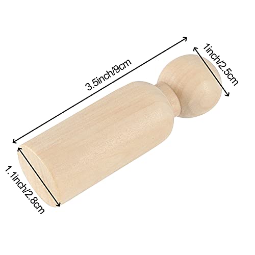 HAKZEON 40 Pack 3-1/2 Inches Unfinished Wooden Peg Dolls, Decorative Wooden Peg Doll People, Wooden Peg Doll Body for Painting, DIY Craft Art HAKZEON