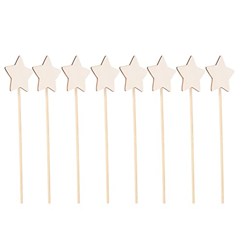 STOBOK Princess Fairy Wand Stick: 8PCS Unfinished Wooden DIY Crafts Star Magical Wand for Girls Art Show Cosplay Costume Party STOBOK
