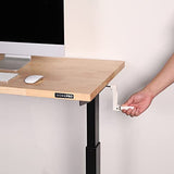 WORKPRO 60” Height Adjustable Work Table with Crank Handle and Casters, 60” x 24” Wooden Top Standing Desk Workbench, Heights from 29”-38”, 500 Lbs WORKPRO