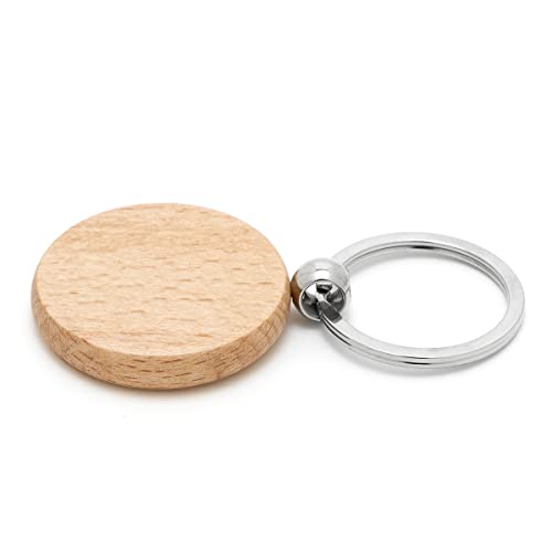 Wood Custom Engraved Circle Keychain With FREE engraving Make a Customizable, Engravable, Brown Wood Personal Key Chain Ring. Gift for Women, Men, Make It Personal Jewelry