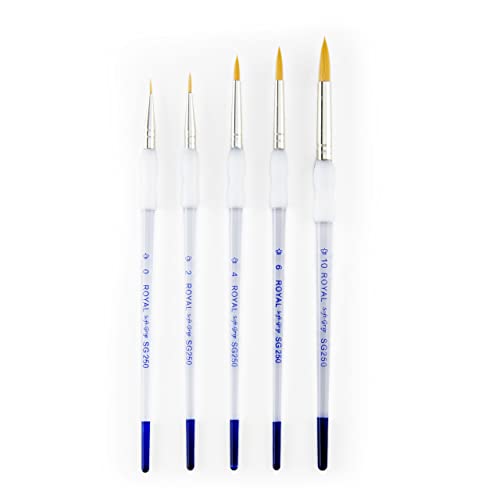 Royal & Langnickel - 5pc Soft Grip Gold taklon Paint Brush Set, Round | SG303 - WoodArtSupply