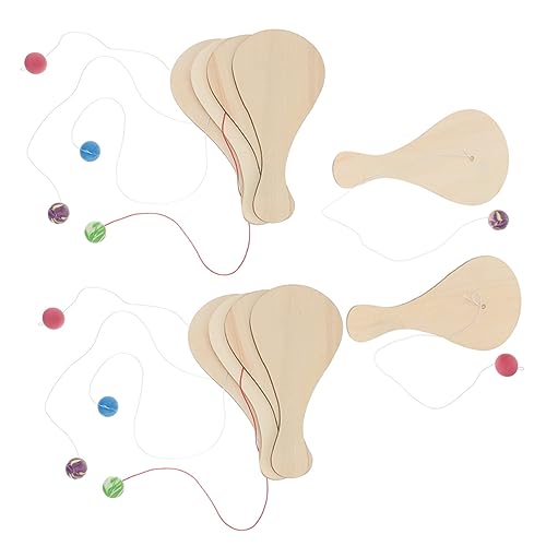 MERRYHAPY 10pcs White Billet Wooden Racket Rubber Manual Child MERRYHAPY