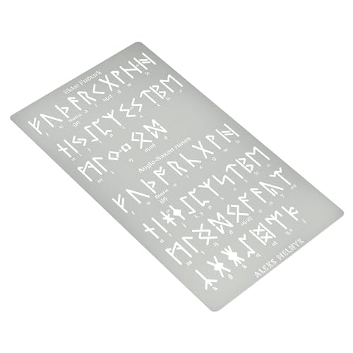 Aleks Melnyk No.409 Metal Stencil, Elder Futhark and Anglo-Saxon Runes 0.5in, Ancient Alphabet, Sigil Magic Alphabet Stencil 1 PC, Template Wood Aleks Melnyk
