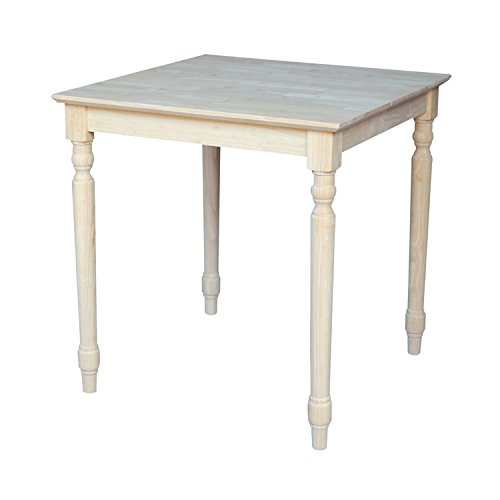 International Concepts Square Solid Wood Top Table with Turned Legs, 30-Inch - WoodArtSupply