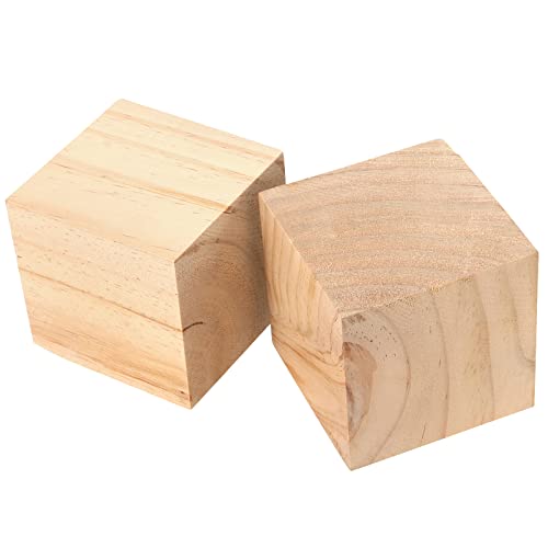 JAPCHET Pack of 60 Wooden Cubes, 2 Inch Natural Unfinished Wood Blocks, Blank Wood Cubes Blocks for DIY Crafts, Puzzle Making, Painting, Carving JAPCHET