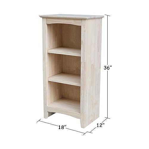 International Concepts Parawood Shaker Bookcase - 36" H Unfinished Solid Wood Shelves IC International Concepts