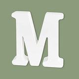 4 Inch White Unfinished Wooden Letters for Crafts, Wood Alphabet Letters for Wall Decor, Marquee Letters for Wedding Birthday Party (Letter M) HANWER