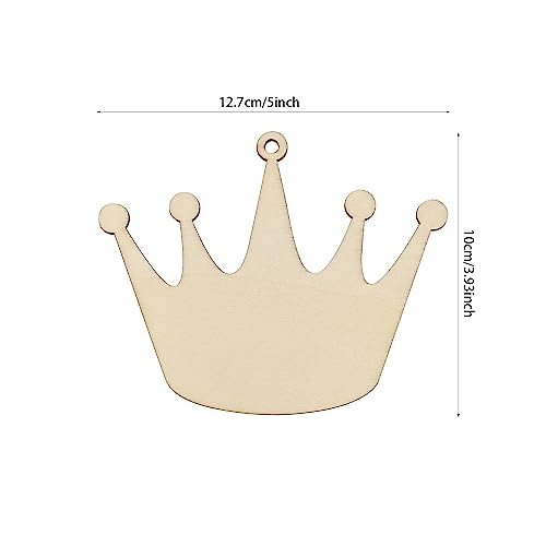 32 Pack Wood Crown Cutouts Unfinished Wooden Crown Hanging Ornaments DIY Crown Craft Gift Tags for Thanksgiving Christmas Home Party Decoration Craft