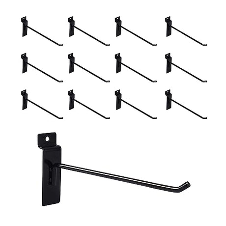 7RiversART 12 Pc Slatwall Hooks 8 Inch Slatwall Accessories Panel Display Hooks Slatwall Pegs Slatwall Hooks for Garage Storage Shop Retail 7RiversART