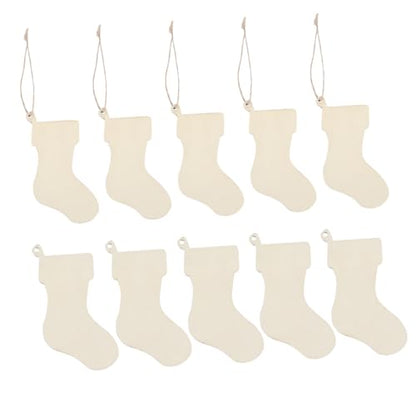 ABOOFAN 150 Pcs Christmas Unfinished Stocking Stuffera DIY Wood Stockings Christmas Hanging Tag Wood Socks Unfinished Christmas Ornaments Wedding