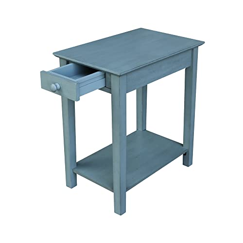 IC International Concepts International Concepts Narrow End Table, Ocean Blue - Antique Rubbed - WoodArtSupply