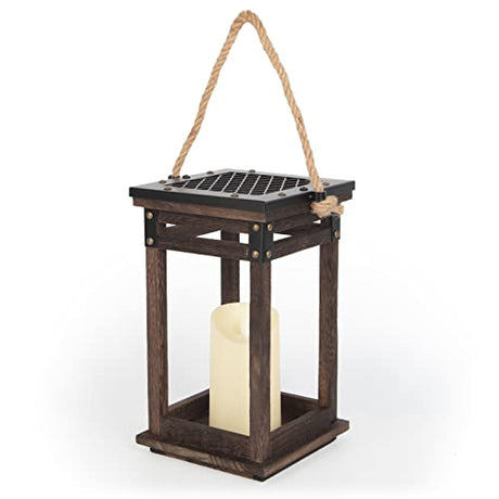 J JACKCUBE DESIGN Decorative Lanterns for LED Flameless Candle, Wooden Vintage Farmhouse Hanging Tabletop Candle Holder for Wedding Party Outdoor J JACKCUBE DESIGN