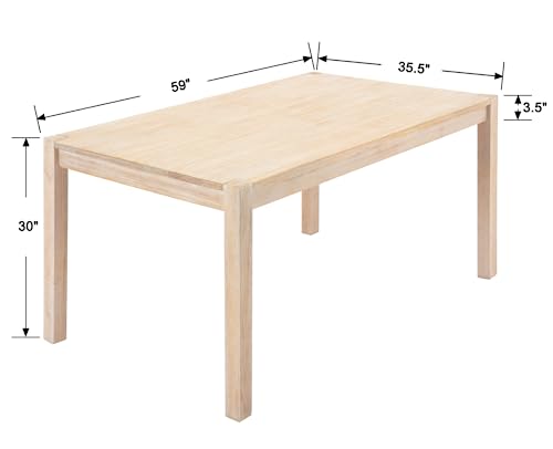 Kmax Dining Table Farmhouse Wood Kitchen Table Rectangular Table for Living Room,Dining Room,59”x35.5”x30” Inches,Original Wood